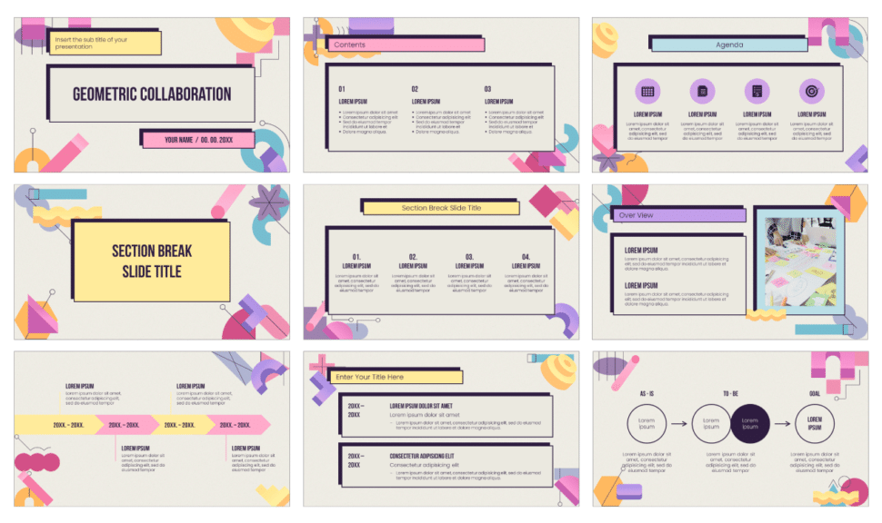 Geometric Collaboration Free PowerPoint Template Google Slides Theme