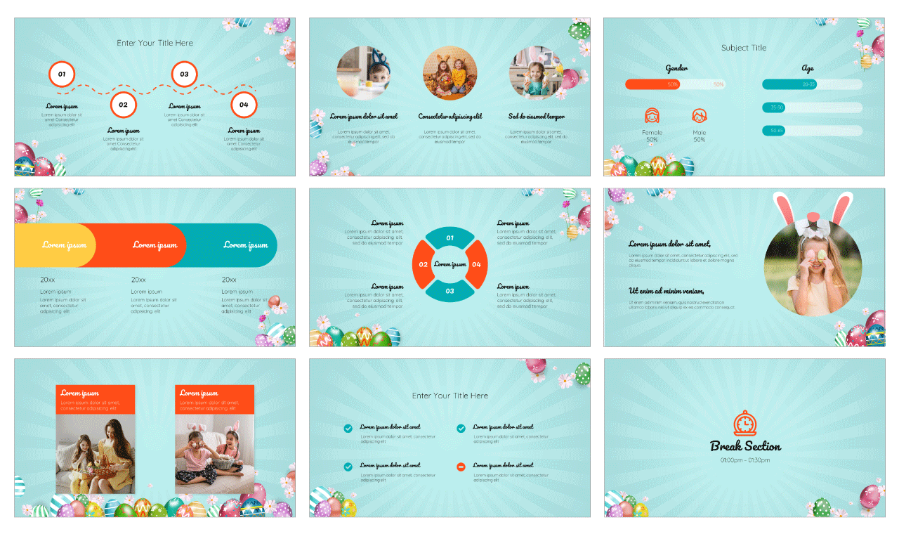 Happy Easter free presentation template - Google Slides and PowerPoint