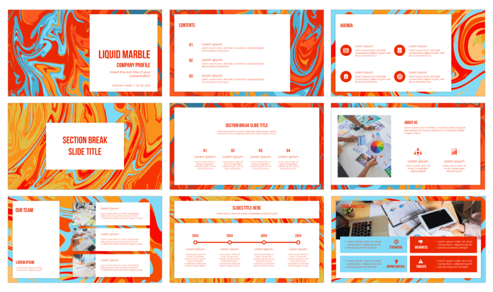 Liquid Marble Company Profile Free Google Slides PowerPoint Template