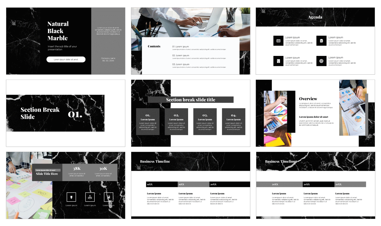 Natural Black Marble Free Google Slides Theme PowerPoint Template