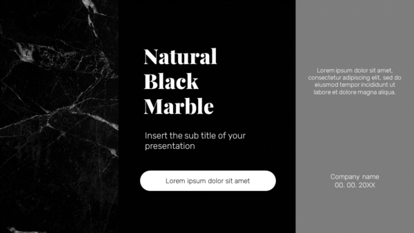 Natural Black Marble Google Slides PowerPoint Presentation Template