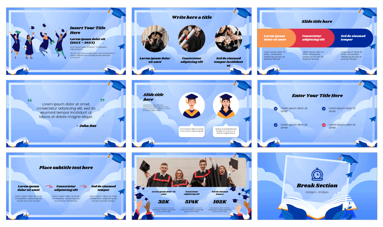 Congratulations Graduation Google Slides Theme PowerPoint Template Free Download