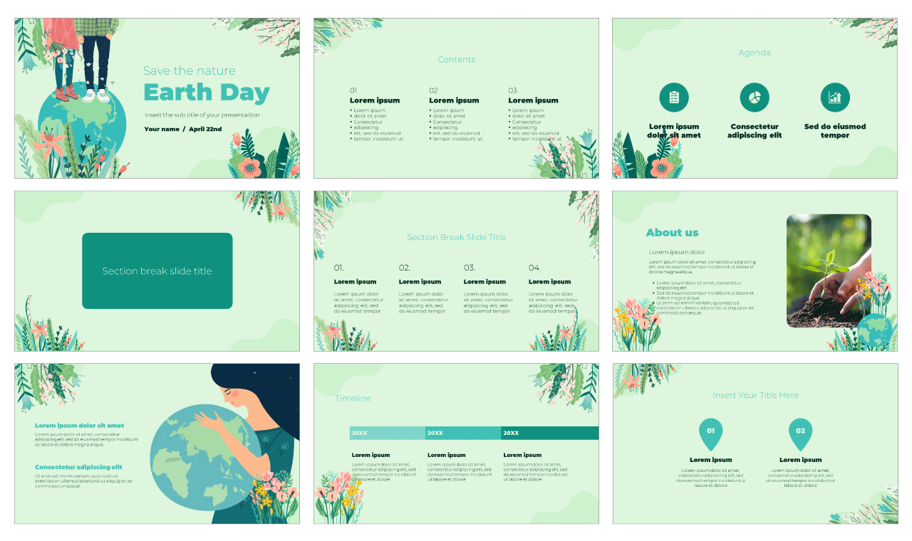 Earth Day Free Presentation Template Google Slides and PowerPoint