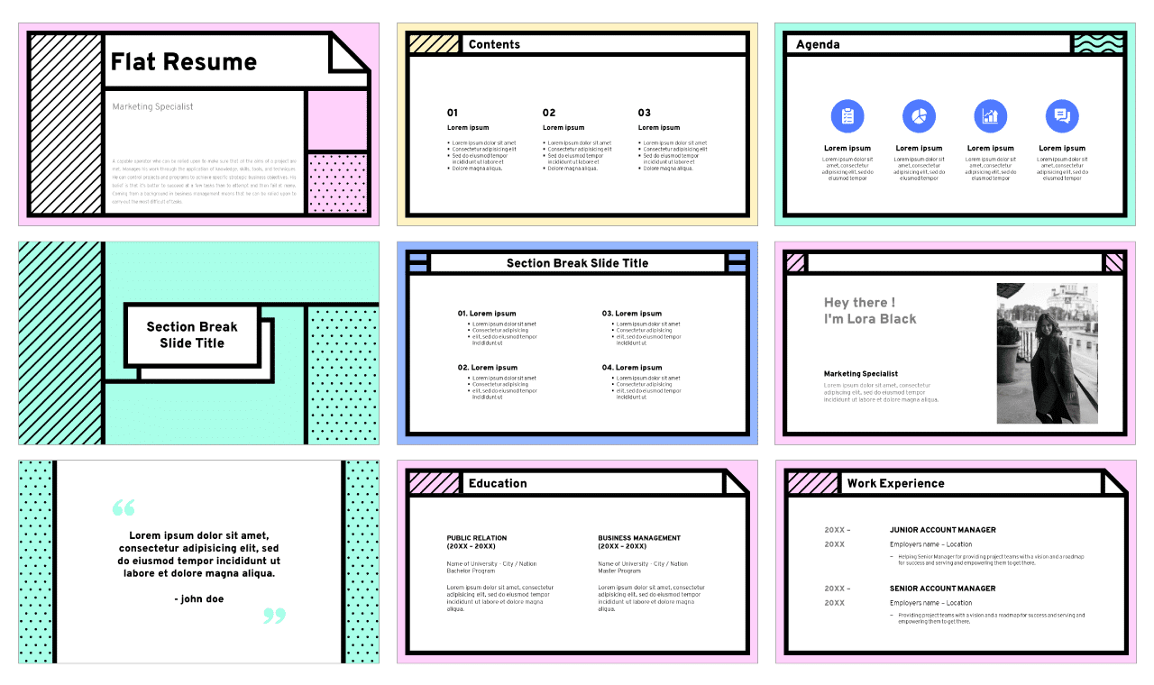 Flat Resume Free Presentation Template Google Slides PowerPoint