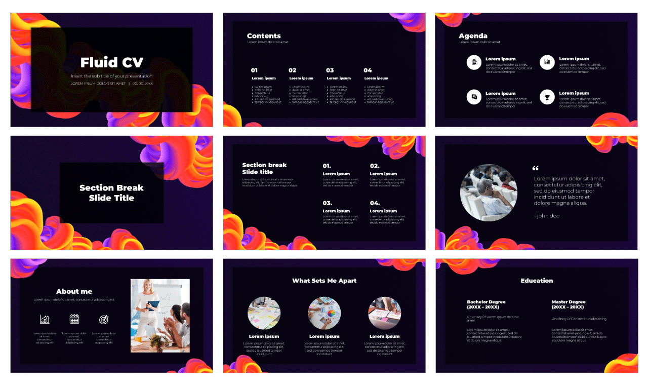 Fluid CV Free Google Slides Theme PowerPoint Template