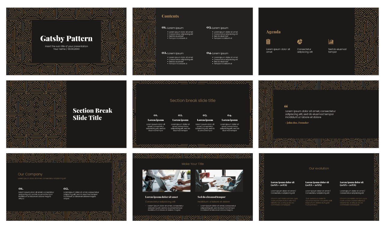 Gatsby Pattern Presentation Template - Google Slides and PowerPoint