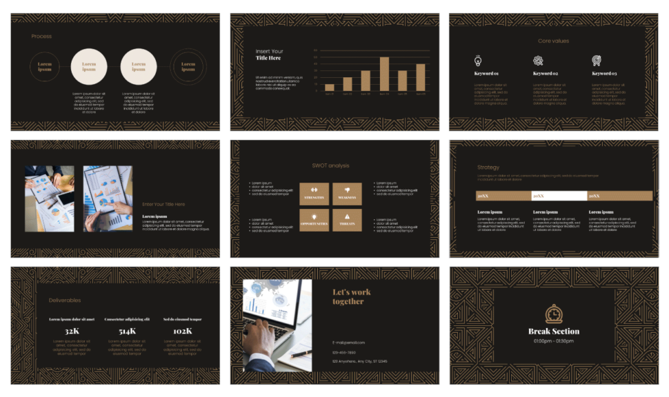 Gatsby Pattern Presentation Template - Google Slides and PowerPoint