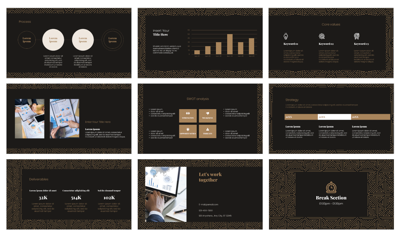 Gatsby Pattern Google Slides Theme PowerPoint Template Free Download