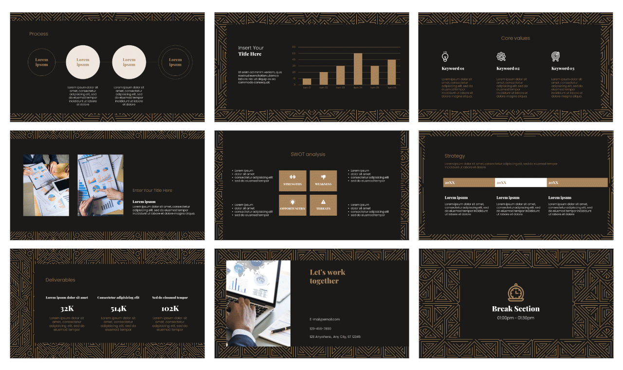 Gatsby Pattern Presentation Template Google Slides and PowerPoint