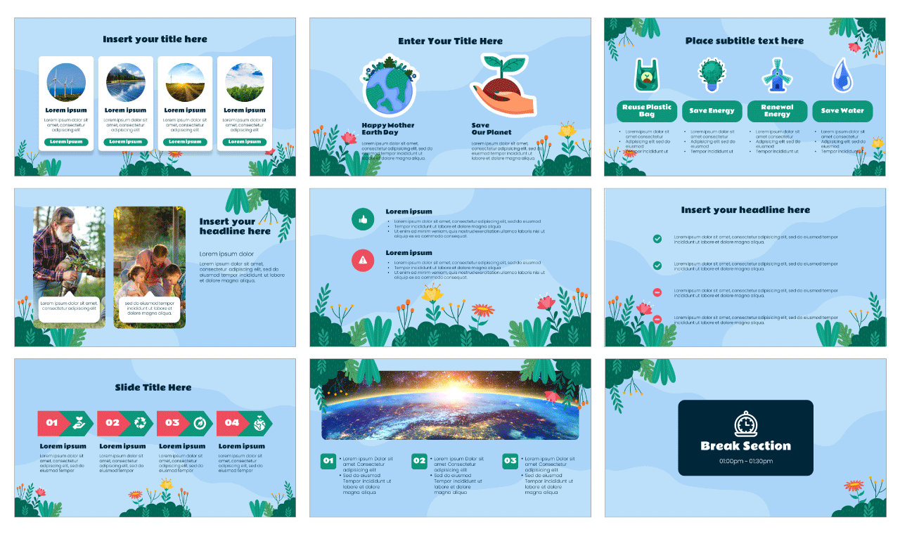 Happy Earth Day Google Slides PowerPoint template Free Download