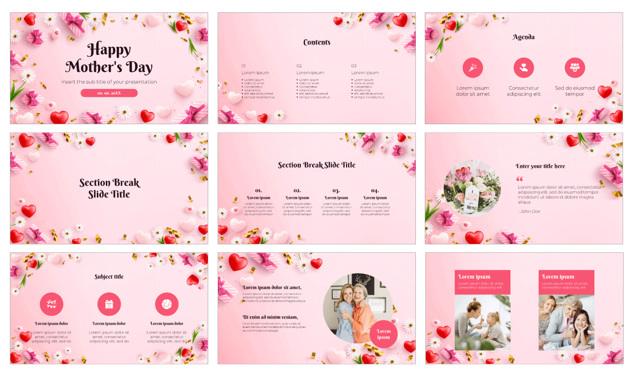 Happy Mother's Day Free Presentation Google Slides Theme PowerPoint Template