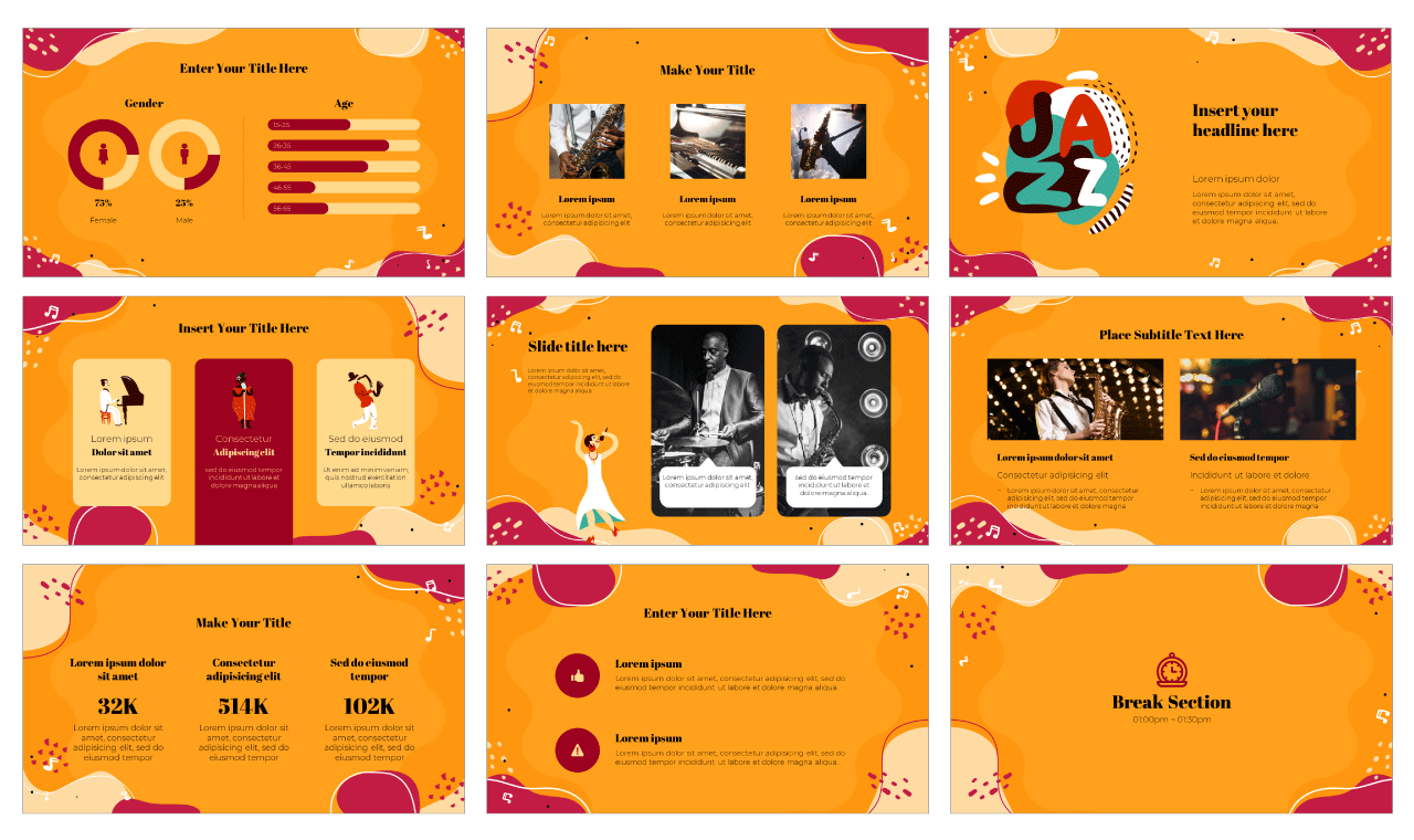 Jazz Day Google Slides Theme PowerPoint Template Free Download