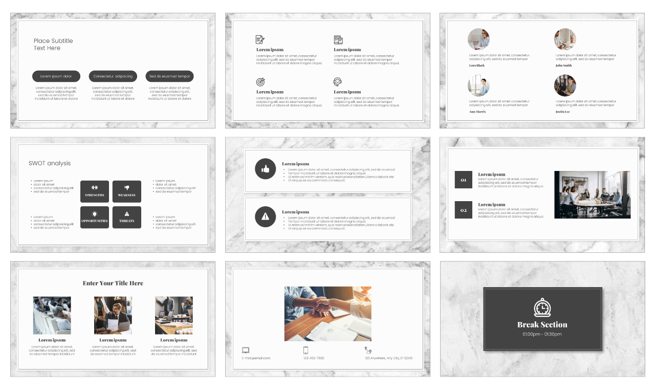 Marble Texture Google Slides Theme PowerPoint Template Free Download