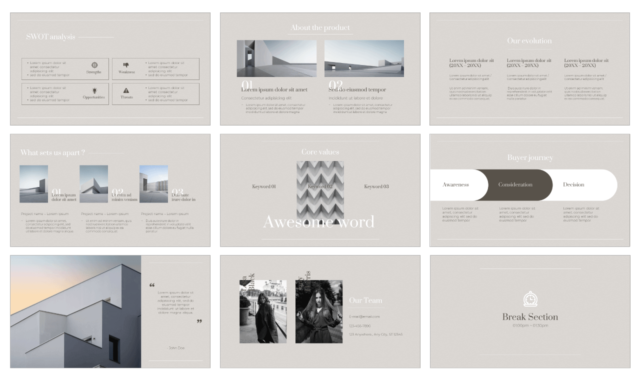 Minimalist Pitch Deck Google Slides Theme PowerPoint Template Free Download