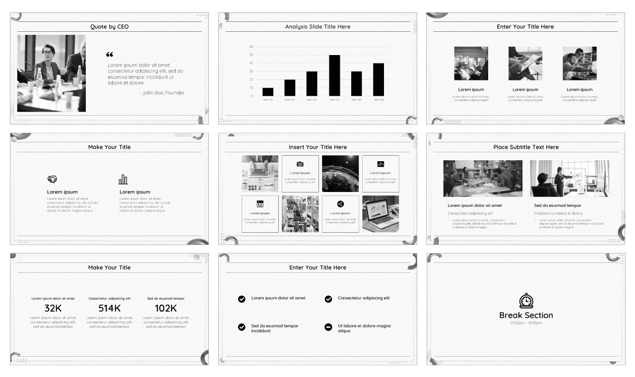 Monochrome Design Google Slides PowerPoint template Free Download