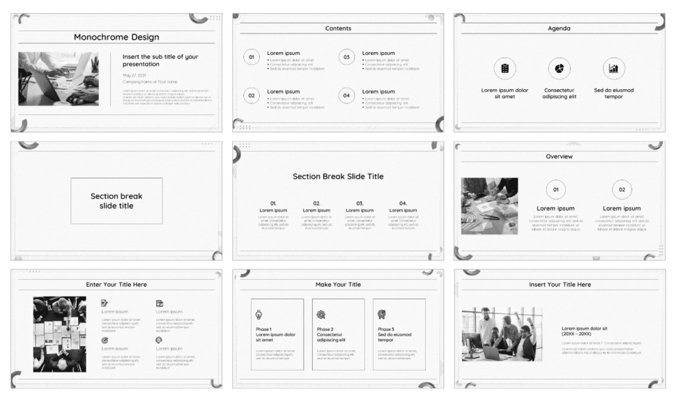 Monochrome Design Presentation Template - Google Slides PowerPoint