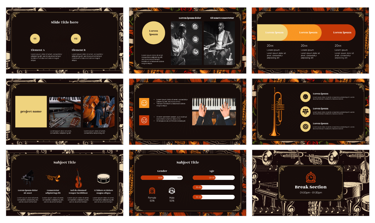 Music Education Google Slides Theme PowerPoint Template Free Download