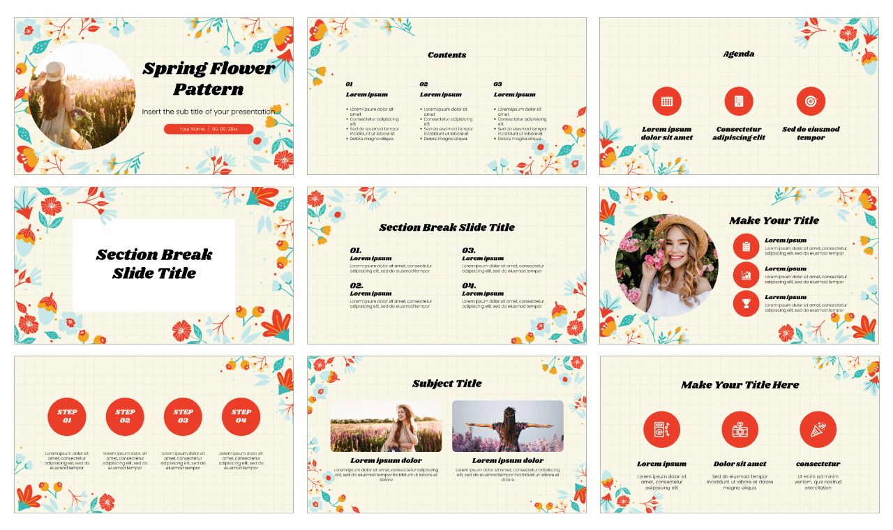 Spring Flower Pattern Free Google Slides Theme PowerPoint Template