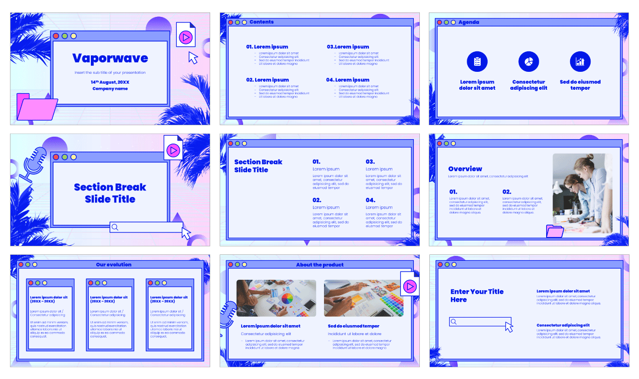 Vaporwave Free Google Slides Theme PowerPoint Template