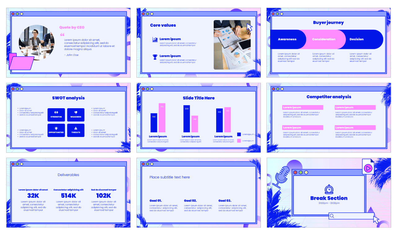 Vaporwave Google Slides Theme PowerPoint Template Free Download