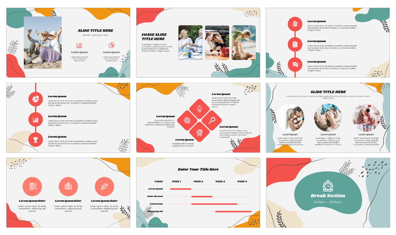 Colorful Memphis Google Slides Theme PowerPoint Template Free Download