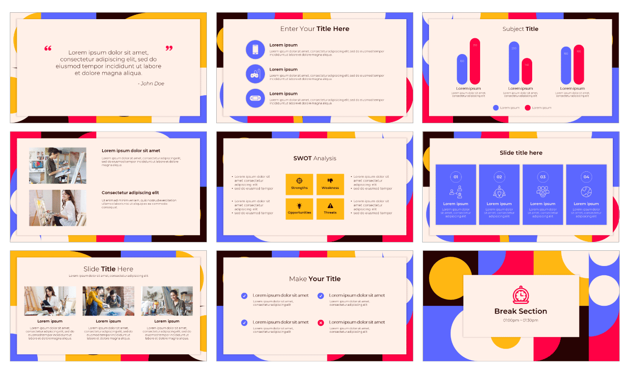 Fine Arts Workshop Google Slides Theme PowerPoint Template Free Download