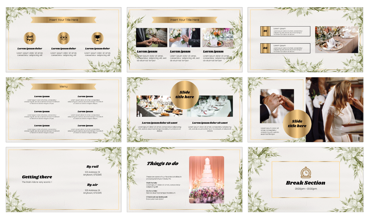 Floral Wedding Invitation Card Google Slides Theme PowerPoint Template Free Download