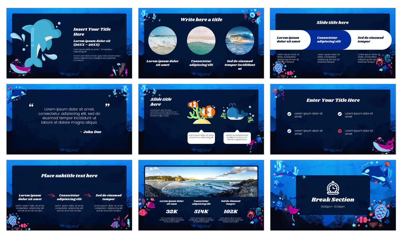 Happy World Oceans Day Google Slides Theme PowerPoint Template Free Download