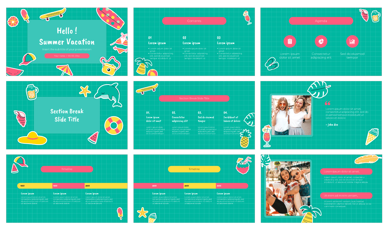 Hello Summer Vacation Free Google Slides Theme PowerPoint Template