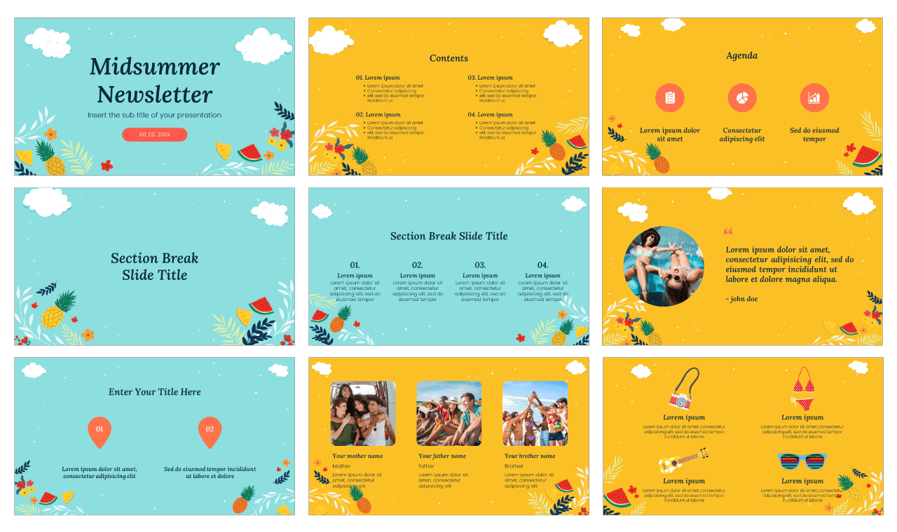 Midsummer Newsletter Free Google Slides Theme PowerPoint Template