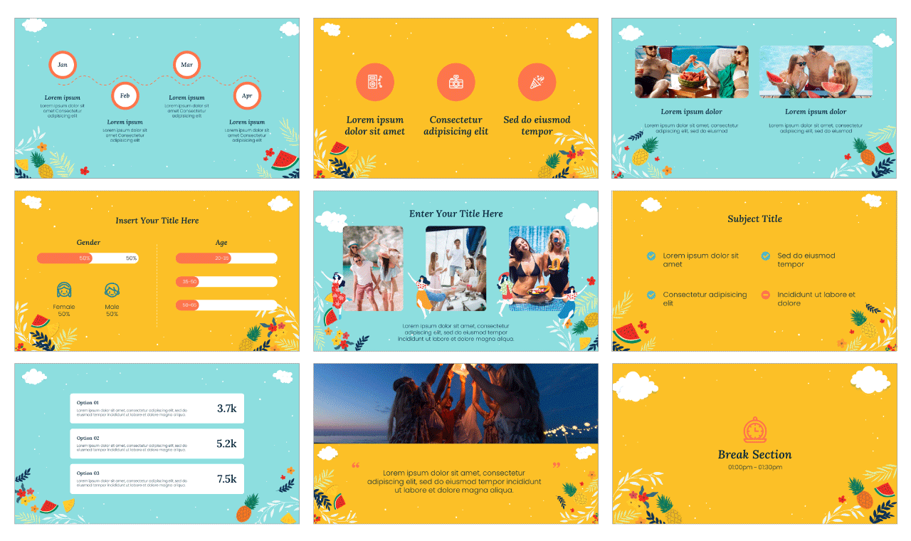 Midsummer Newsletter Google Slides Theme PowerPoint Template Free Download