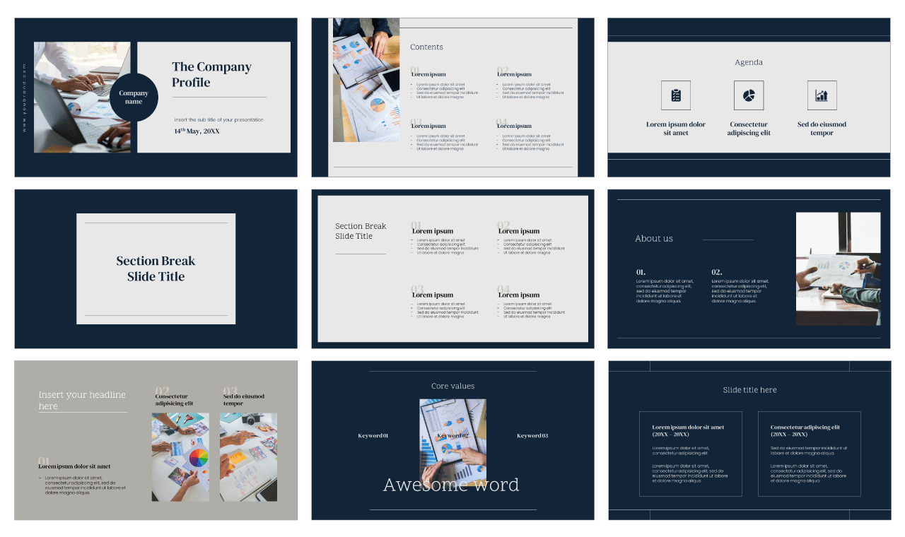 Minimal Company Profile Free Google Slides Theme PowerPoint Template