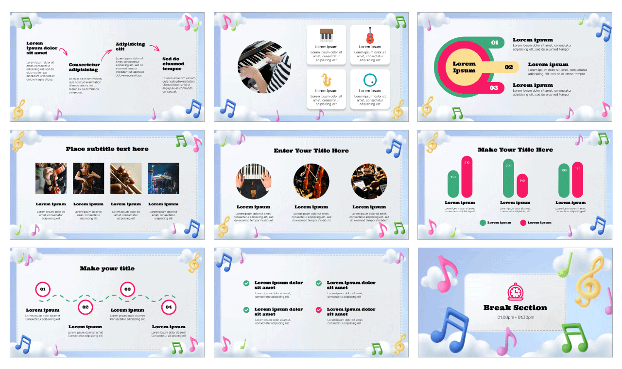 Music Class Google Slides Theme PowerPoint Template Free Download