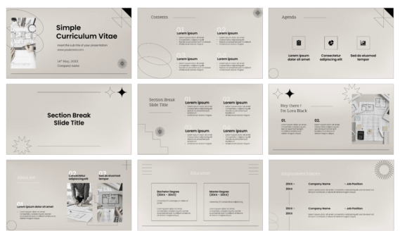 Simplecv Slide Design Simple Curriculum Vitae Design Free Google Slides PowerPoint Template