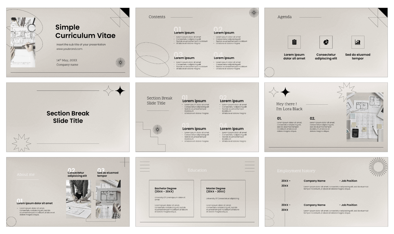 Simple Curriculum Vitae Design Free Google Slides Theme PowerPoint Template