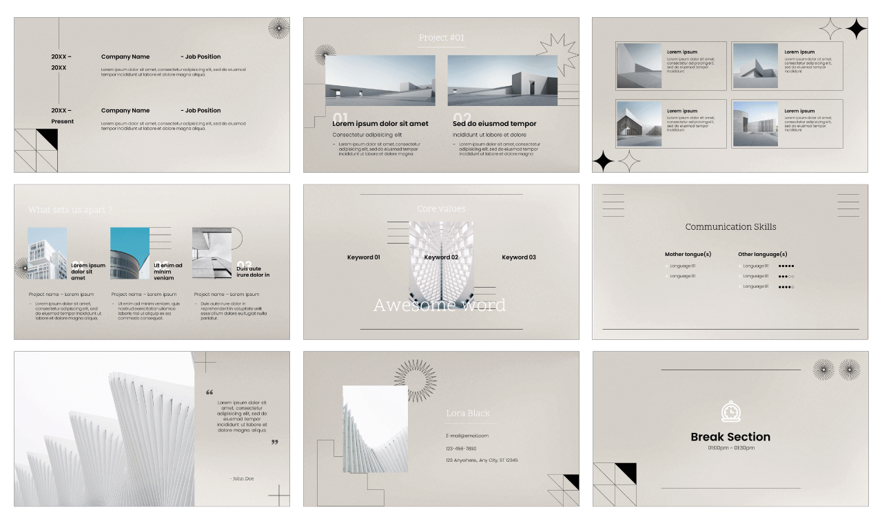 Simple Curriculum Vitae Design Google Slides Theme PowerPoint Template Free Download