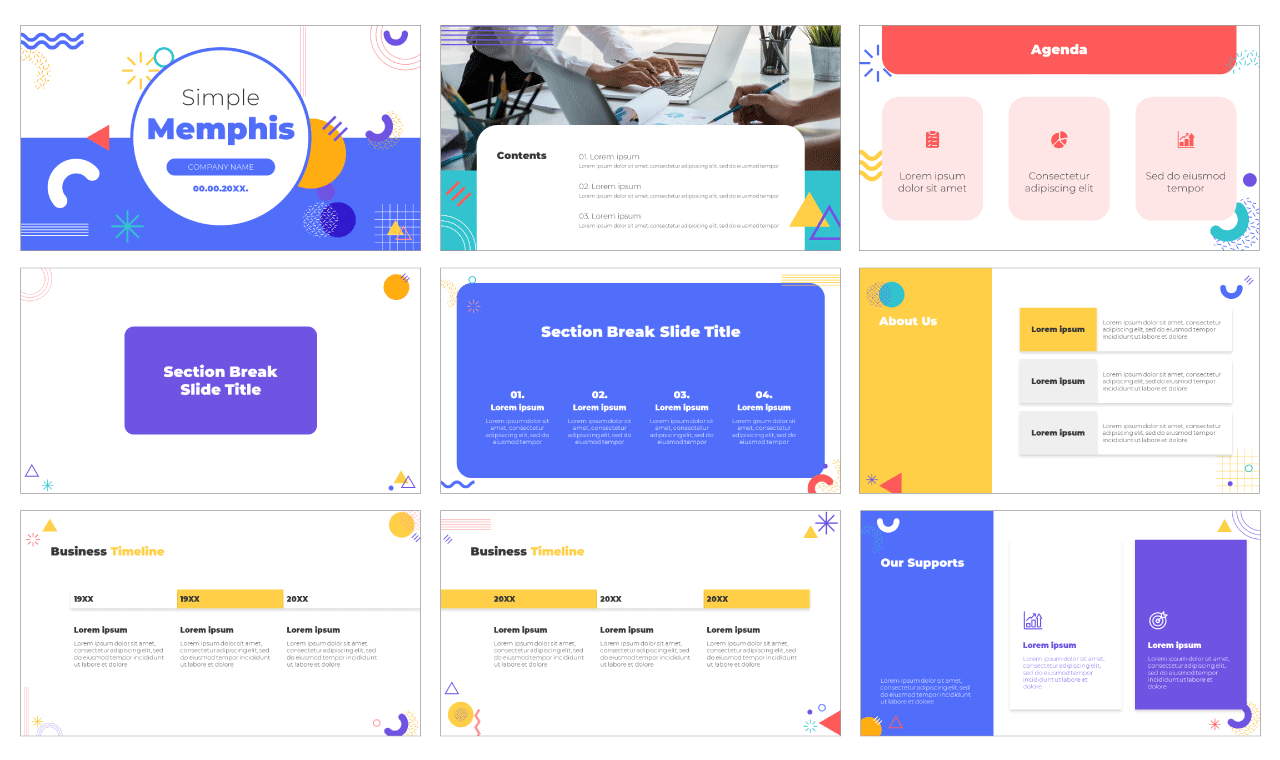Simple Memphis Free Presentation Template-Google Slides PowerPoint