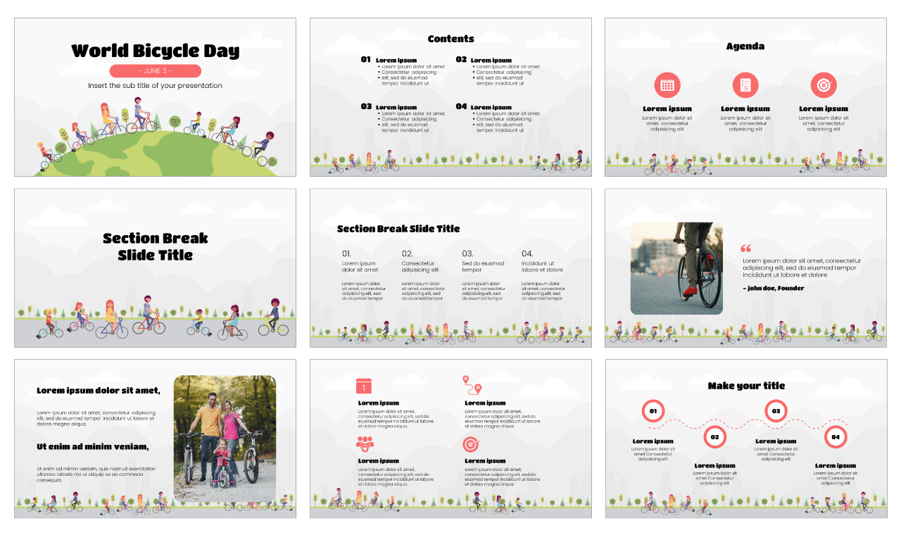 World Bicycle Day Free Google Slides Theme PowerPoint Template