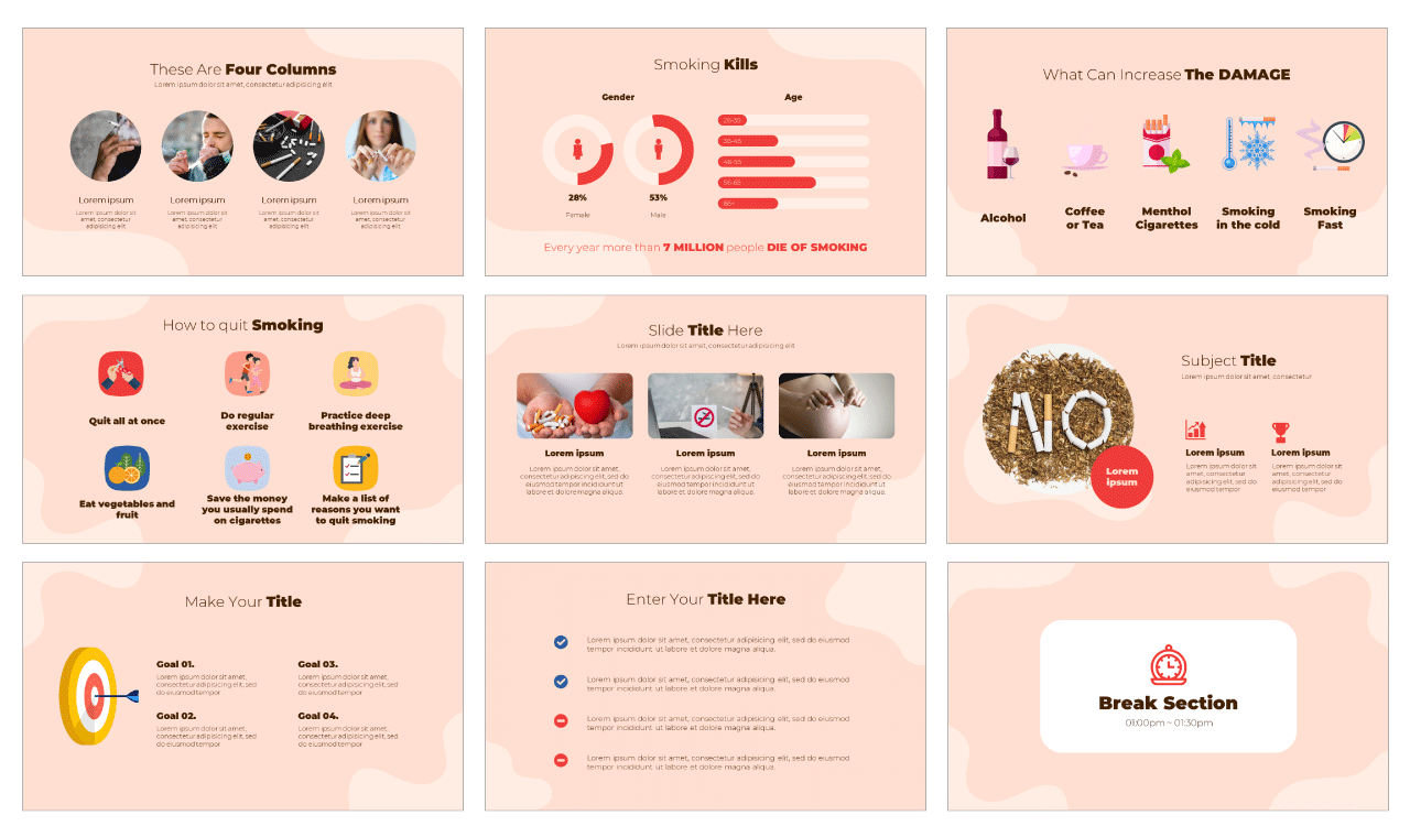 World No Tobacco Day Google Slides Theme PowerPoint Template Free Download
