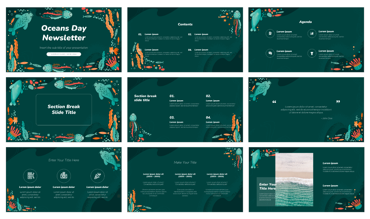 World Oceans Day Newsletter Free Google Slides Theme PowerPoint Template