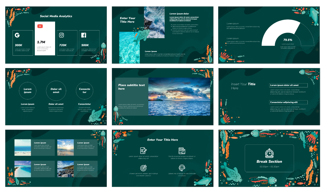 World Oceans Day Newsletter Google Slides Theme PowerPoint Template Free Download