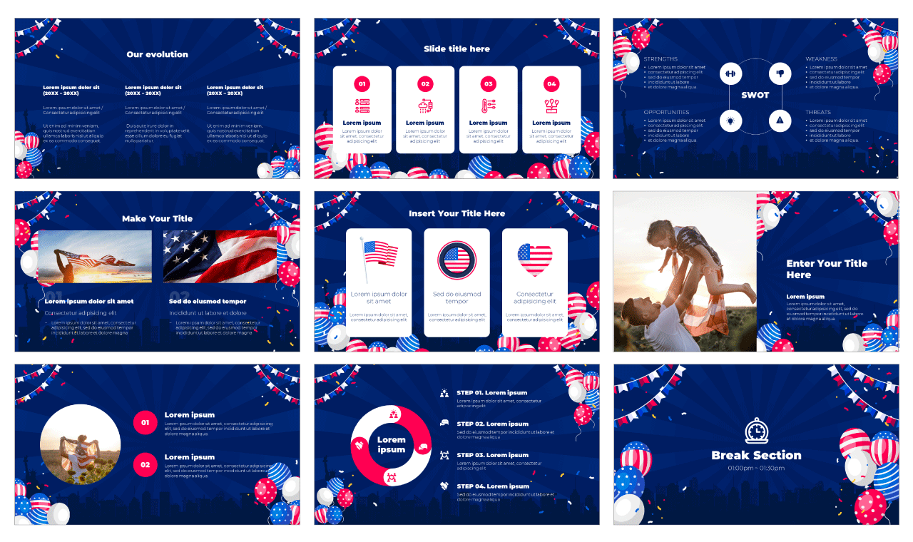American Independence Day Google Slides Theme PowerPoint Template Free Download