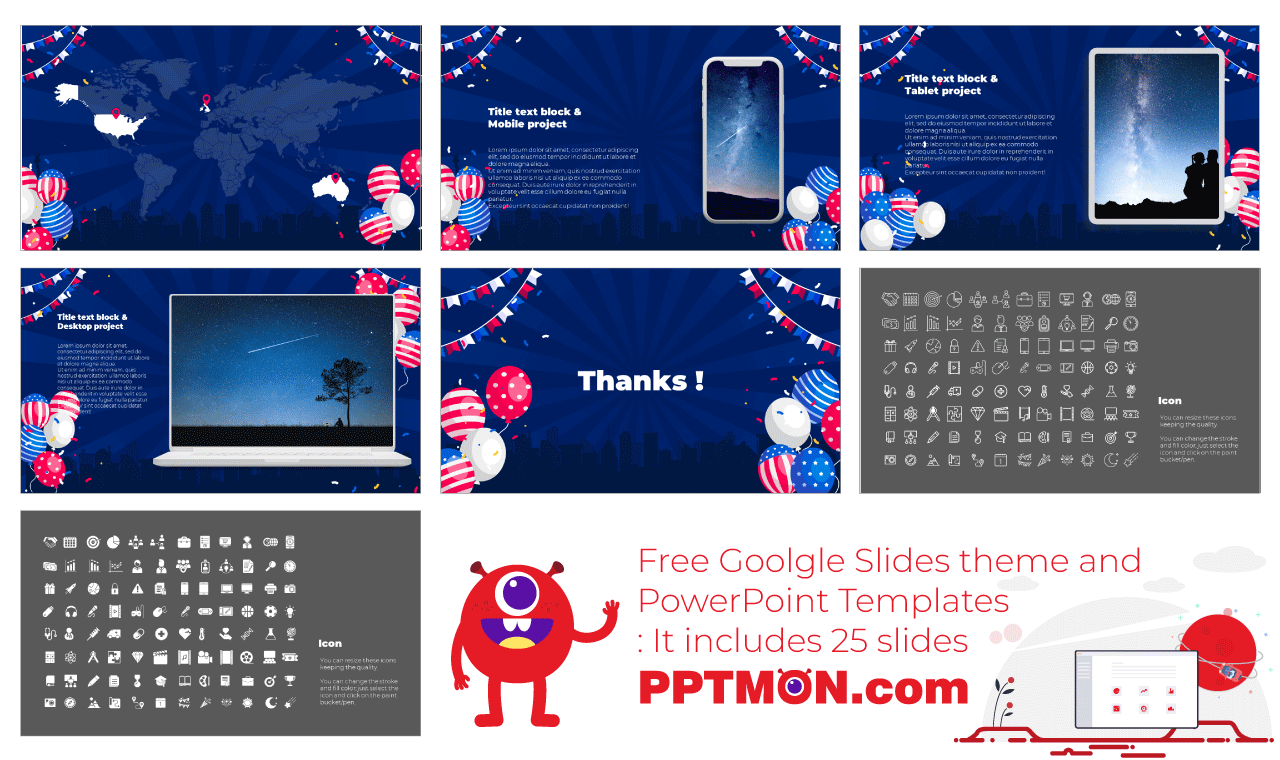 American Independence Day Presentation Background Design Google Slides Theme PowerPoint Template