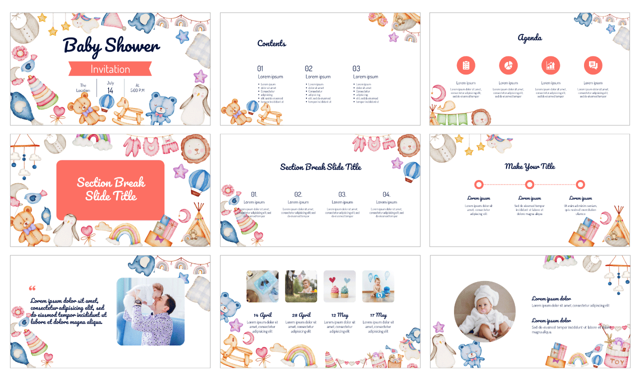 Baby Shower Invitation Free Google Slides Theme PowerPoint Template