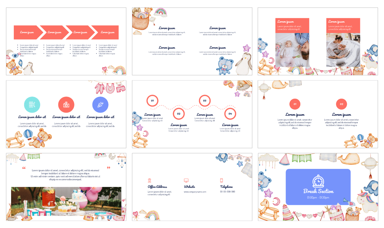 Baby Shower Invitation Google Slides Theme PowerPoint Template Free Download