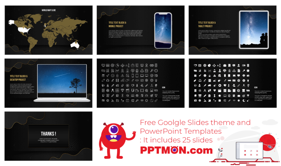 Black Gold Wave Free Google Slides Theme PowerPoint Template