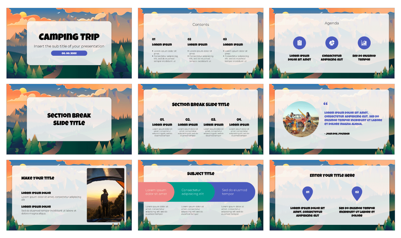 Camping Trip Free Presentation Template Google Slides PowerPoint