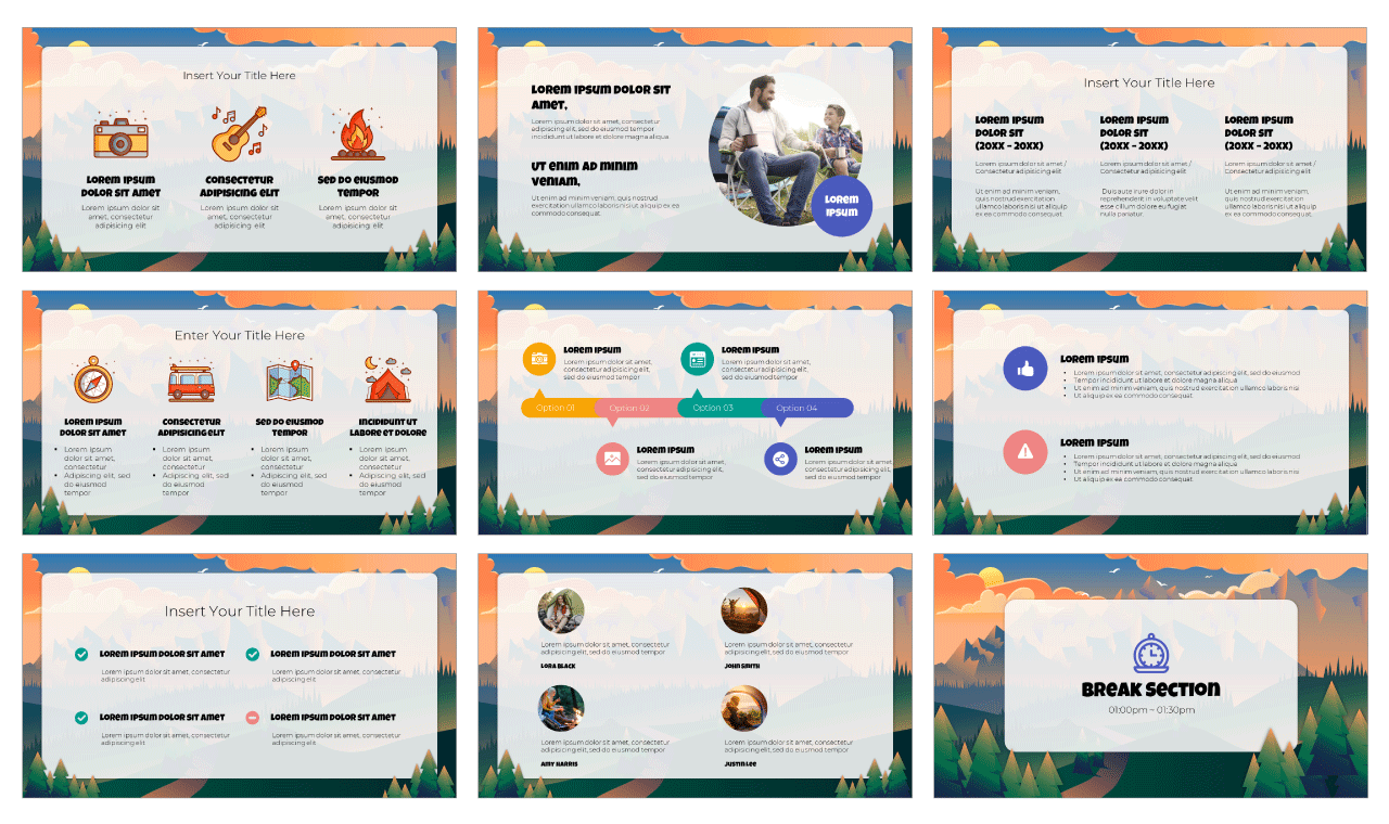 Camping Trip Google Slides Theme PowerPoint Template Free Download