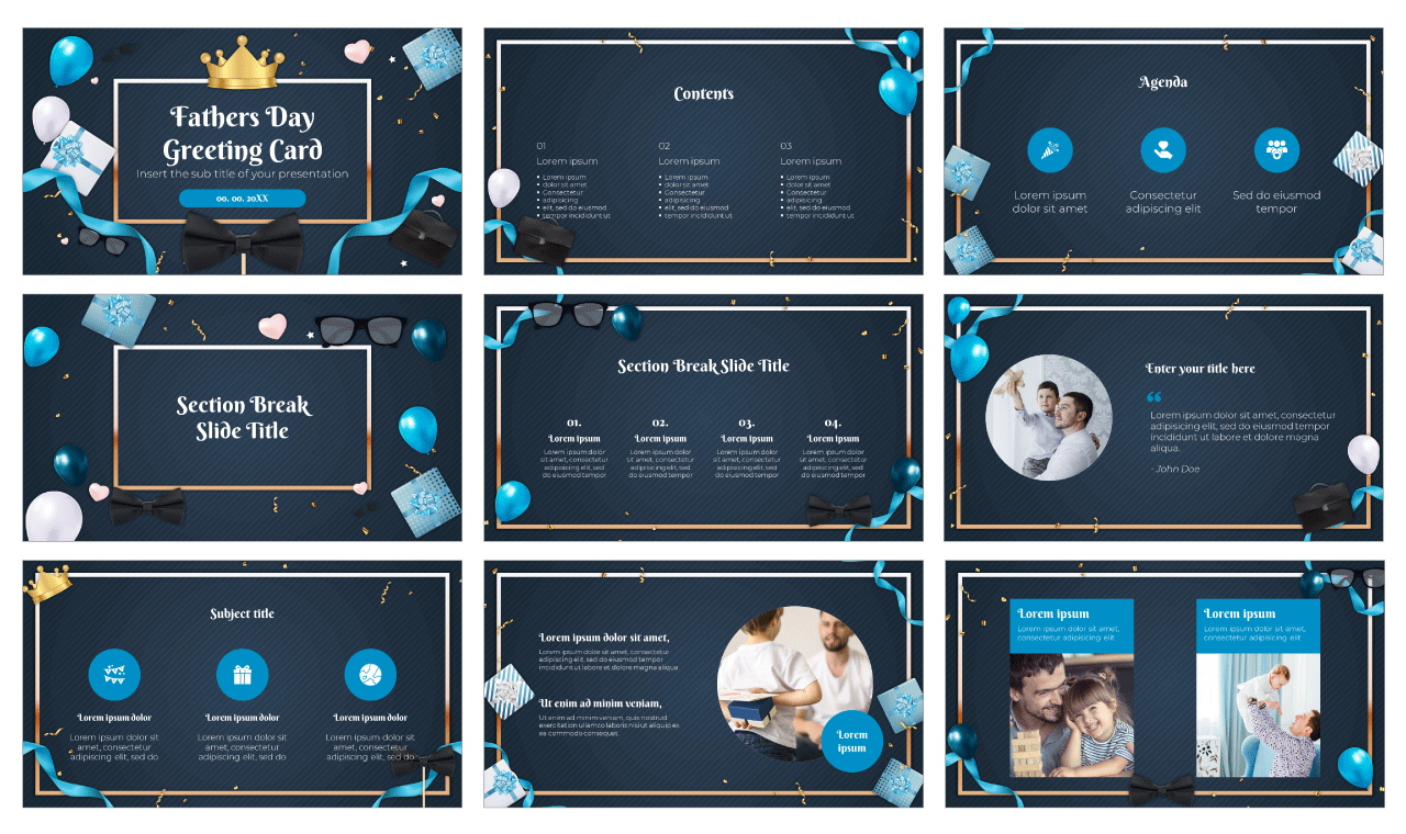 Fathers Day Greeting Card Free Google Slides Theme PowerPoint Template