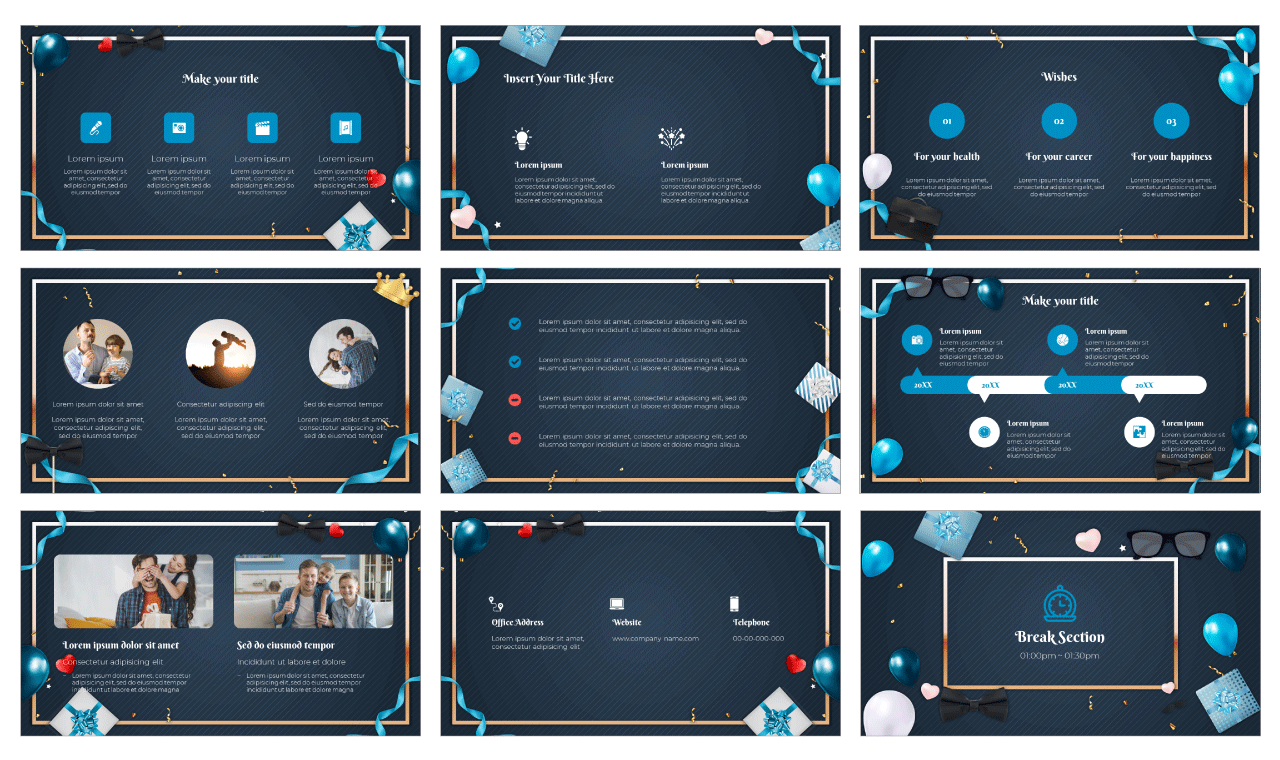 Fathers Day Greeting Card Google Slides Theme PowerPoint Template Free Download